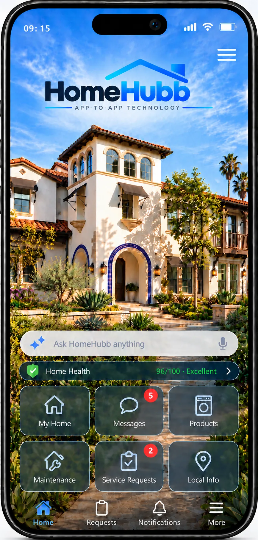HomeHubb Homeowner App with home information and service tools